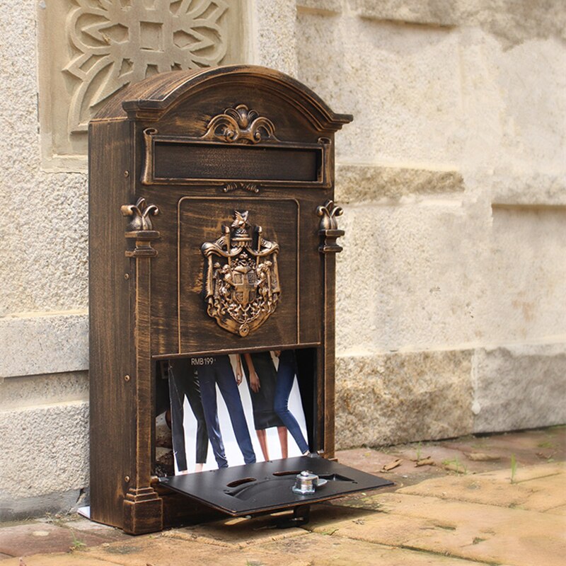 46*30 cm retro Klassische Villen Briefkasten Plus Größe draussen AbschließBar Zauberstab-montieren Zeitung Boxen Sichere Briefkasten Garten Post Kasten F60