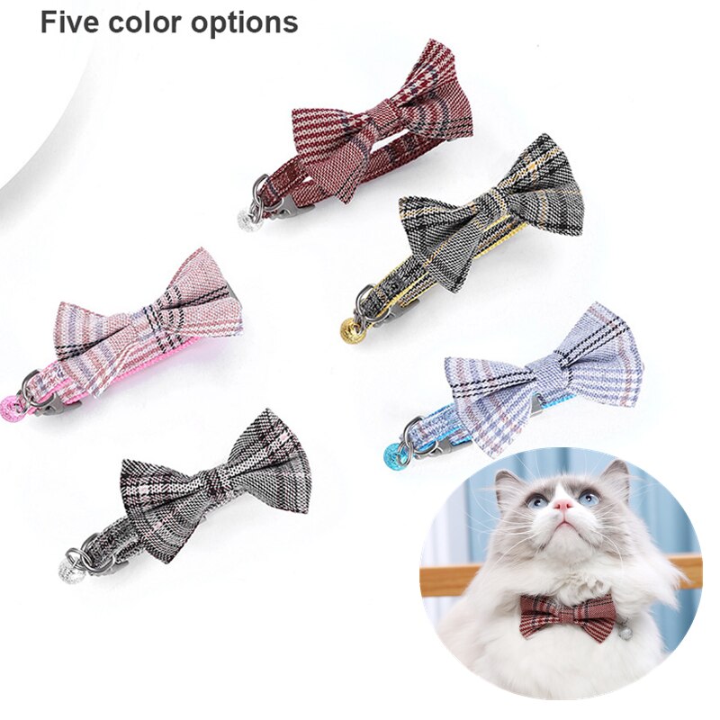 Haustier Katze Kragen Baumwolle Gitter Bowknot Glocke Kragen Für Katzen Hund Welpen Kätzchen Kragen Einstellbare Gitter Katze Halskette