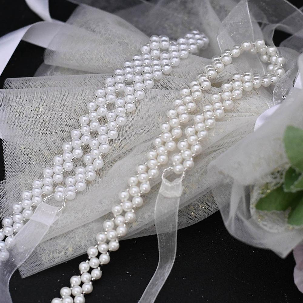 TRiXY S34 frauen Perlen Gürtel weiß Kleid Gürtel Perlen Applikationen Hochzeit Zubehör Hochzeit Kleid Gürtel für Braut Perlen Braut gürtel