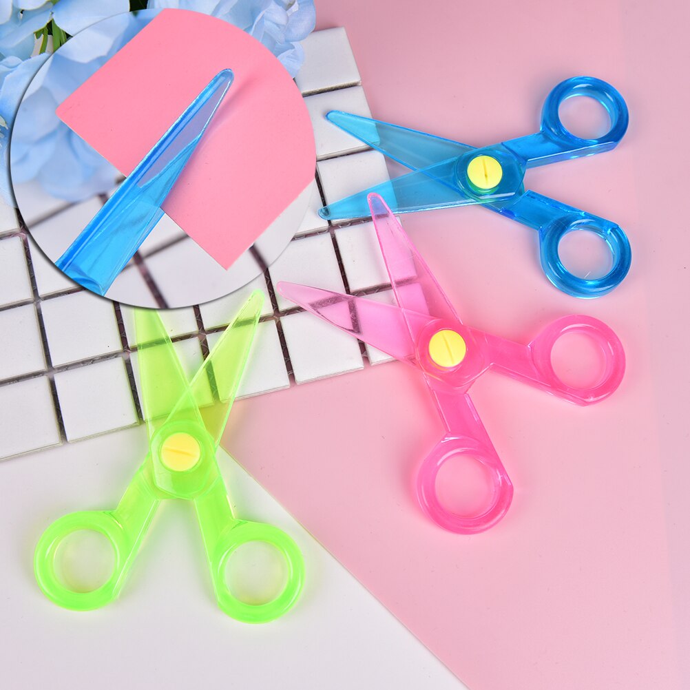 Mini Kunststoff Schere Sicherheit Runde Kopf Sicherheit Schere Schreibwaren Schüler freundlicher DIY Papier Schneiden Schule Liefert Farbe Nach Dem Zufall