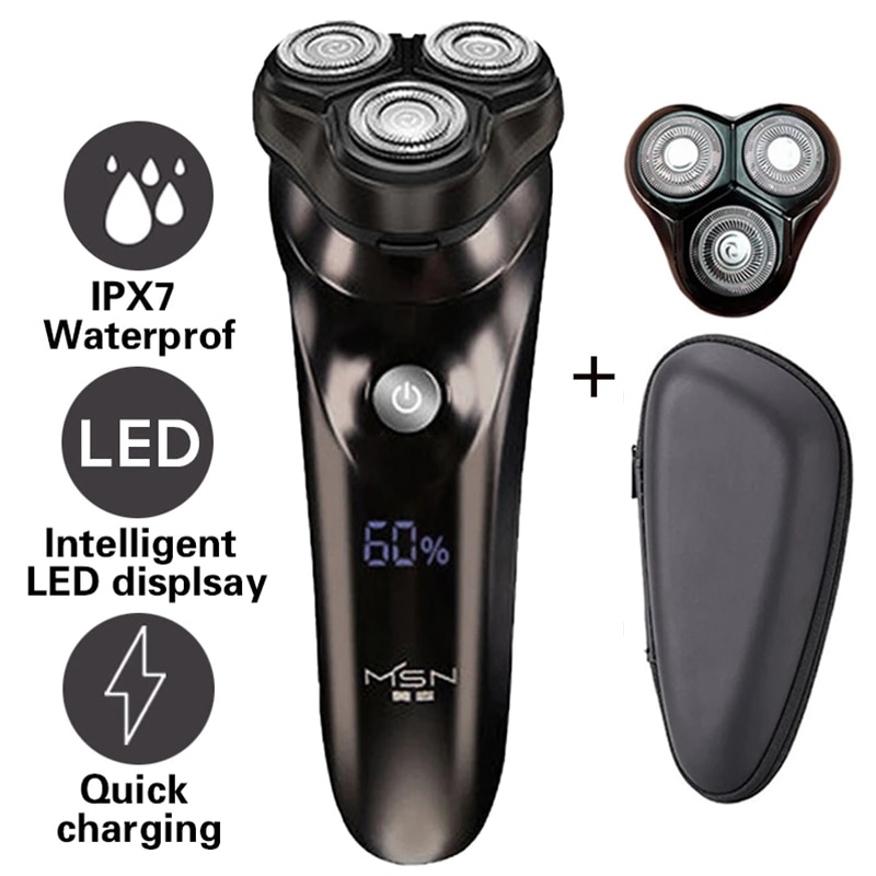 Elektrische rasierer männer Bart rasierer rasierer rasiermesser wasserdicht trockenen und nassen Bart Trimmer waschbar 3D kopf doppel klinge 5