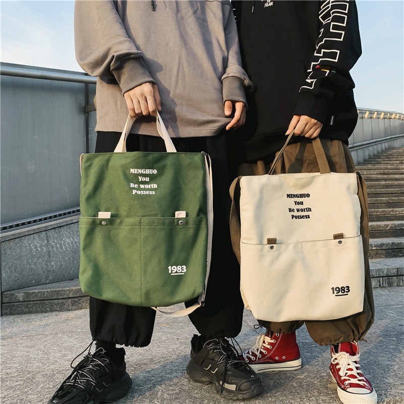 Neue Leinwand Handtaschen Buchstaben Gedruckt Große Kapazität Umhängetasche Frauen Schüler lässig Schulter Taschen