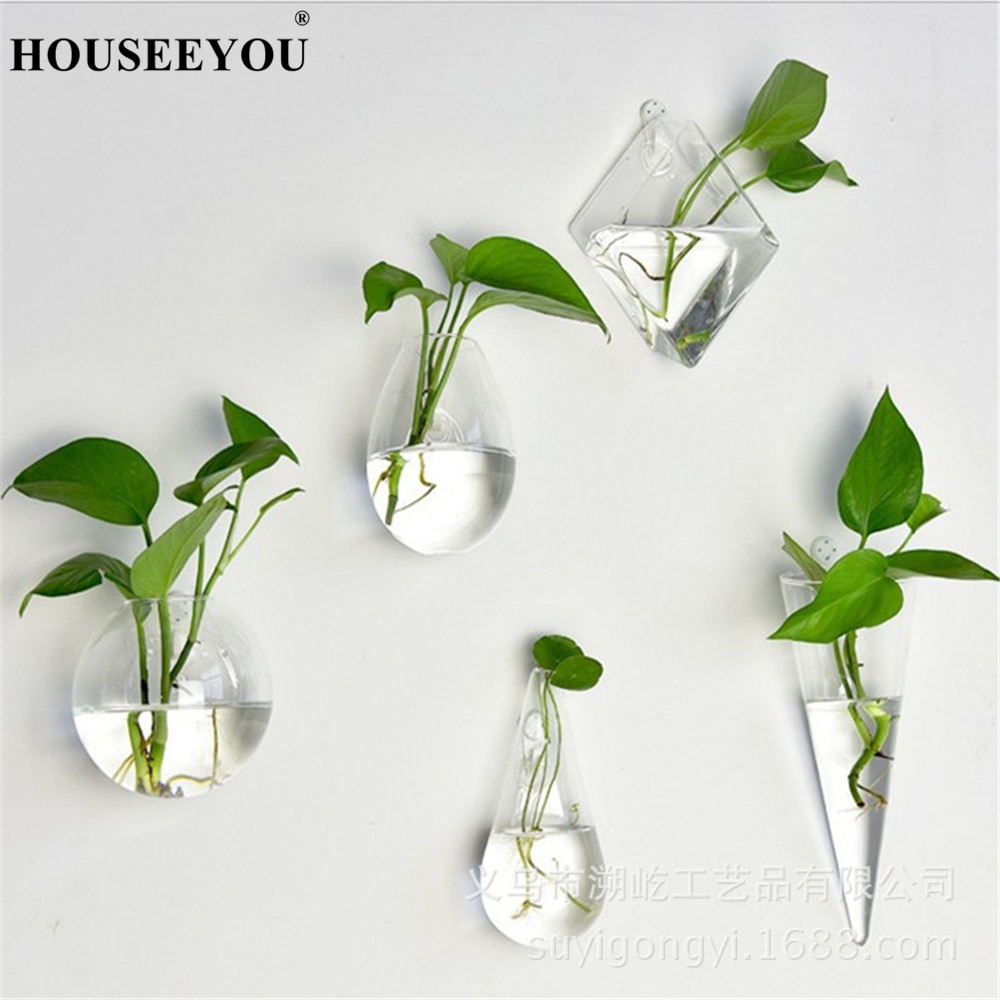 2 teile/satz Hängen Blumentopf Glas Ball Vase Terrarium Zauberstab Aquarium Aquarium Container-Heimat Dekorationen