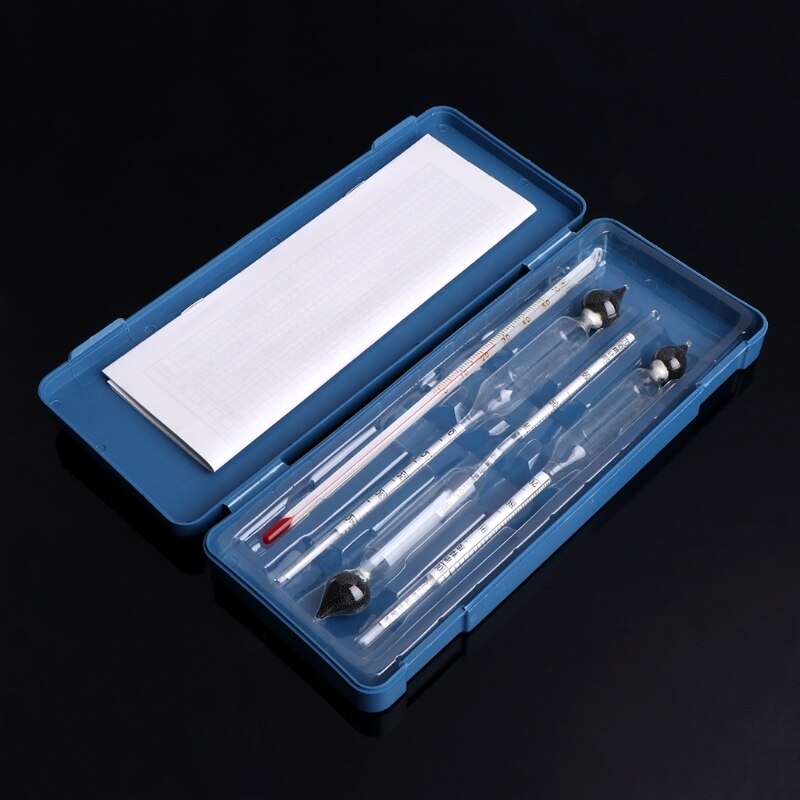 3 Stck 0-100% Hydrometer Alcoholmeter Tester einstellen Alkohol Meter + Thermometer für labor