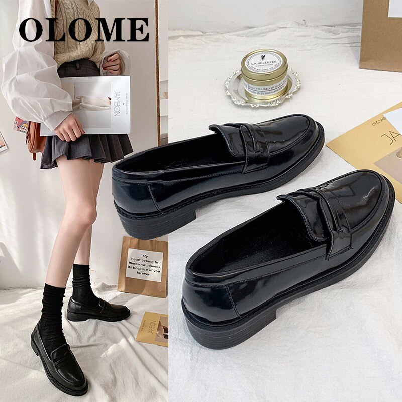 XIECHENG neue Frühjahr Frauen Flache Schuhe Runde Kappe Oxford einzigen Schuhe Frau PU Leder Ochsen Frauen Schuhe & 201