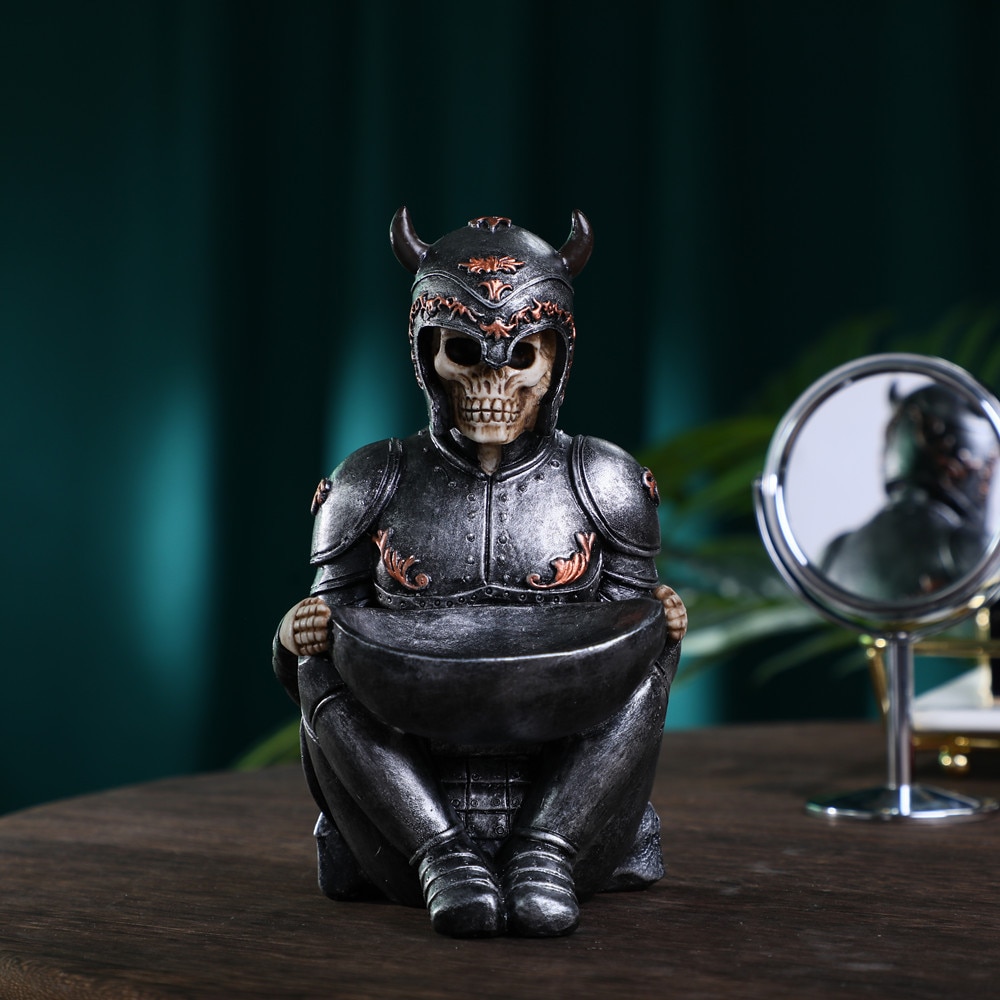 Wikinger Schädel Statue Schlüssel Halfter Ritter Helm Schreibtisch Harz Lagerung Kasten Heimat Sekretariat Schreibtisch Dekor Party Dekoration