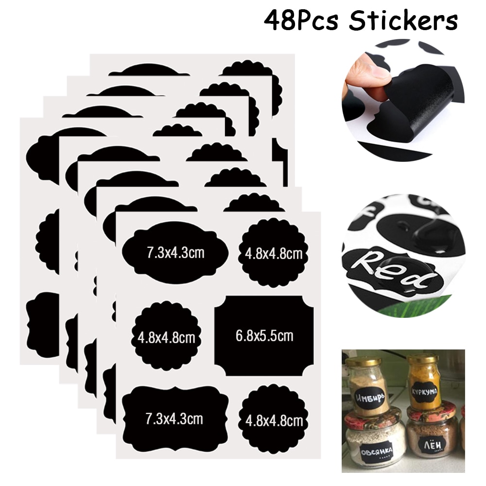 48 stücke Abnehmbare Tafel Aufkleber Küche Marmelade Glas Aufkleber Etikett Aufkleber Handwerk Tafel Etiketten würzen Aufkleber Zauberstab Aufkleber