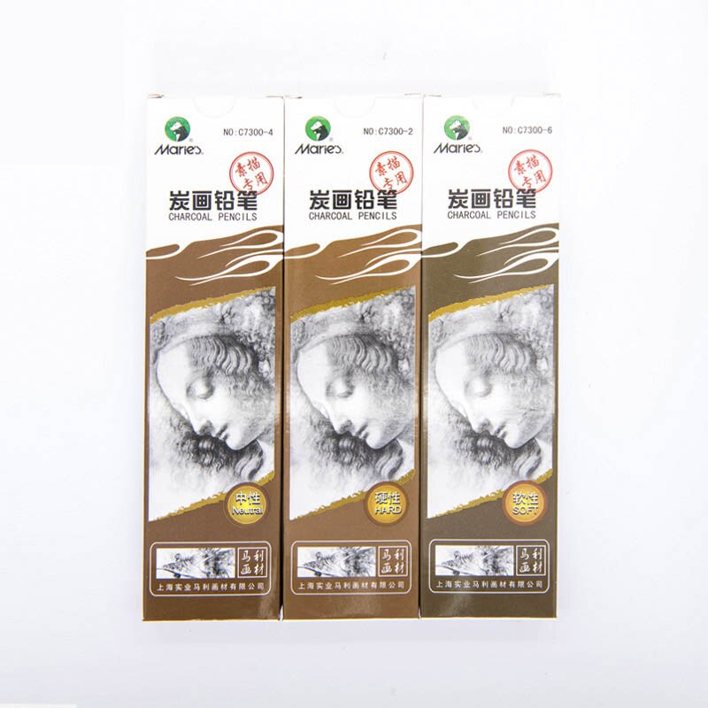 Maries 12 teile/schachtel Blei Weiche/neutral/Harte Holzkohle Schwarz Skizze Kunst Zeichnung Bleistift Ungiftig Bleistift Kunst Liefert