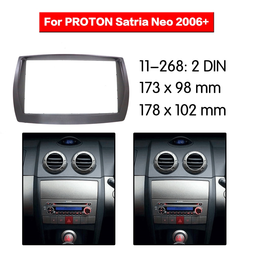 Auto Radio Faszie Multimedia Rahmen Bausatz Für Proton Satria Neo 2006 + Radio Stereo Audio- Lünette facia Tafel trimmen Bindestrich 2 Lärm montieren Bausatz