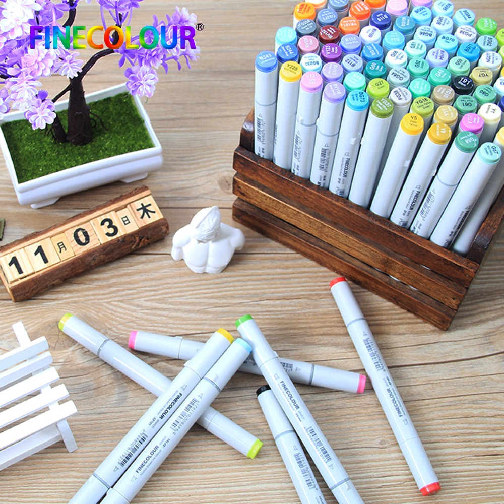 Finecolour 24/36 einstellen Skizze Alkohol Tinte Auf Wasserbasis Marker Manga Marker Stift Für Kunst Liefert Für Zeichnung