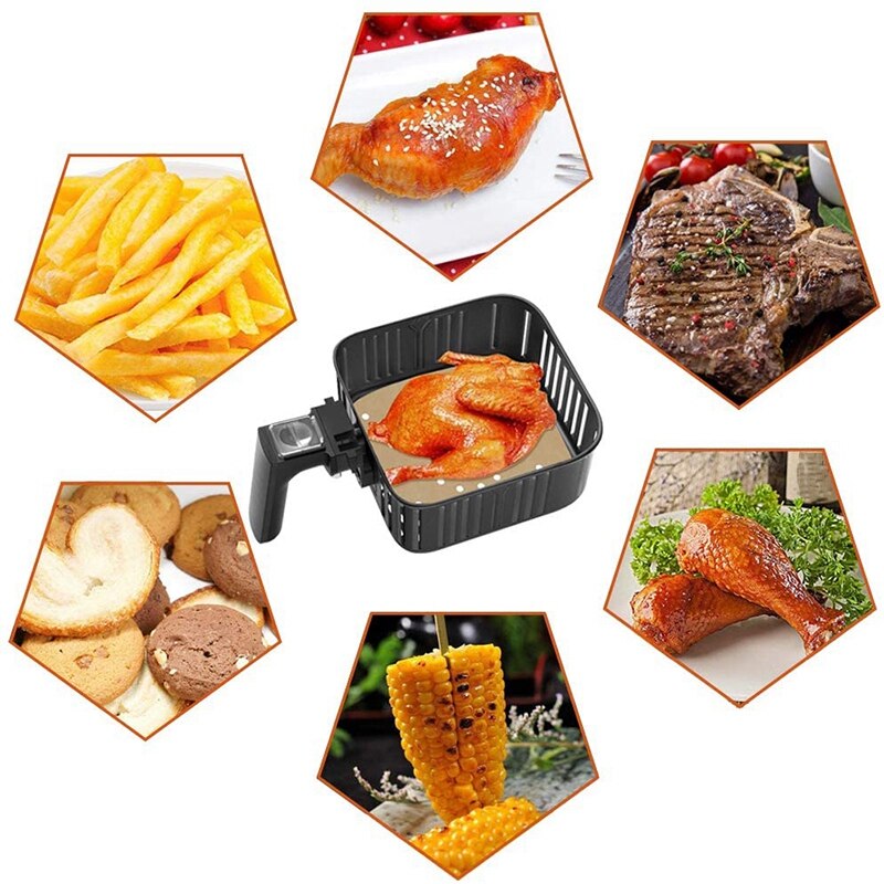 Luft Friteuse Pads, 200 Blätter, 7,5 Zoll Ungebleichtem Platz Luft Friteuse Pads/Dampfer Papier/Silikon Papier