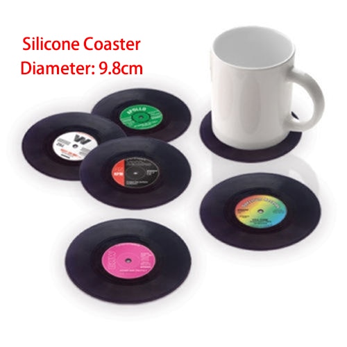 retro Untersetzer Pad CD Tasse Kaffee matt Pad Tischset Antislip Silikon Trinken Esstisch matt für Sekretariat Heimat Party Hochzeit