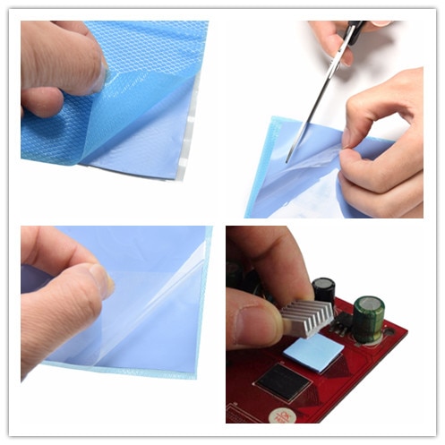 100x100 x1mm Blau GPU CPU Kühlkörper Kühl 10cm * 10cm * 0,1 cm Leitfähigen Silikon Pad schneiden & ungeschnitten Thermische Silikon Pad matt