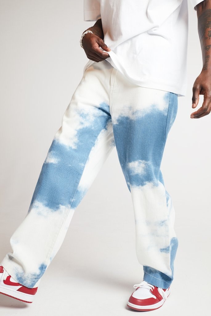 Hosen Männer Denim lässig verlieren Gerade binden Farbstoff Drucken Farbverlauf Lange Hosen Gerade Herren Jeans Gothic Punk Hüfte Pop streetwear