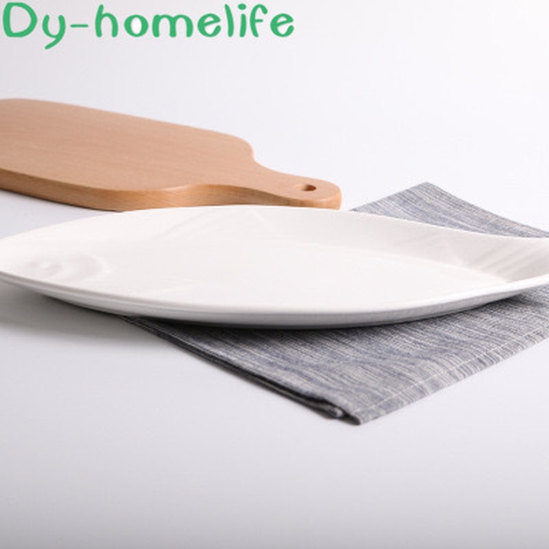 38*18 CM rein Weiß Oval Fisch bilden Platte Farbe Glasierte Knochen China Haushalt Gedämpfte Fisch Platte Heimat Hotel küche Liefert