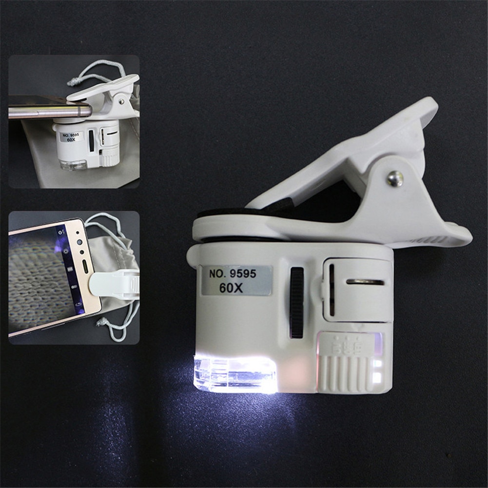 60X Clip Lupe Tasche Mikroskop Lupe praktisch Juwelier Lupe Mit 3 stücke LR1130 Geschmack Batterien LED Lupe