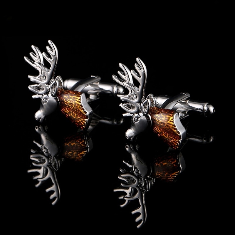 Luxus Klassische Weihnachten Manschettenknöpfe Hirsch Kopf Kupfer Schmuck Französisch Manschette Verknüpfungen Tasten mit Kasten wie Weihnachten