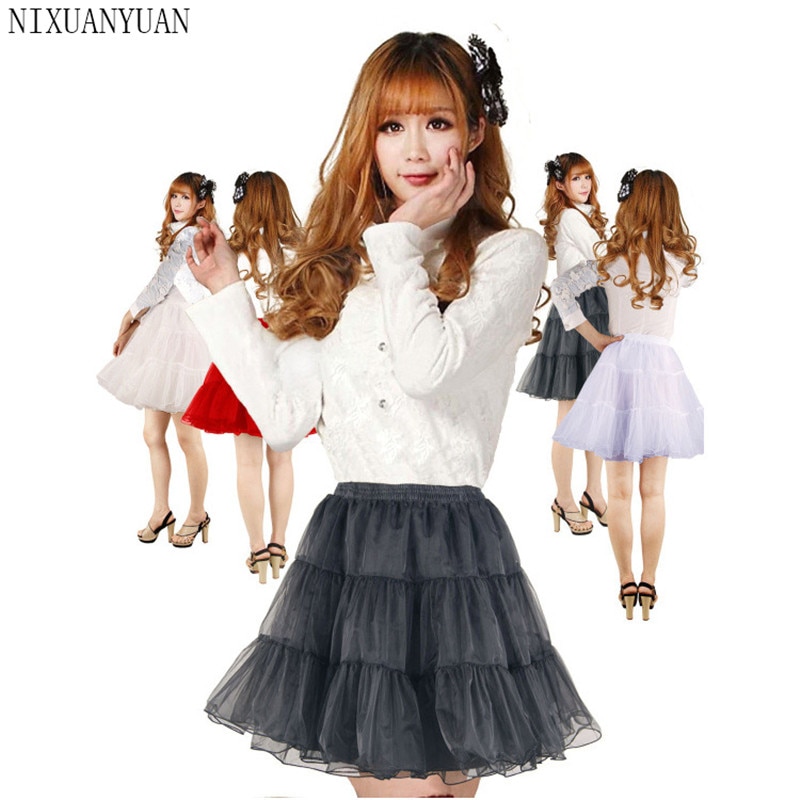 Kurze Organza Halloween Petticoat Krinoline Jahrgang Hochzeit Braut Petticoat für Hochzeit Kleider Unterrock Rockabilly Ballettröckchen