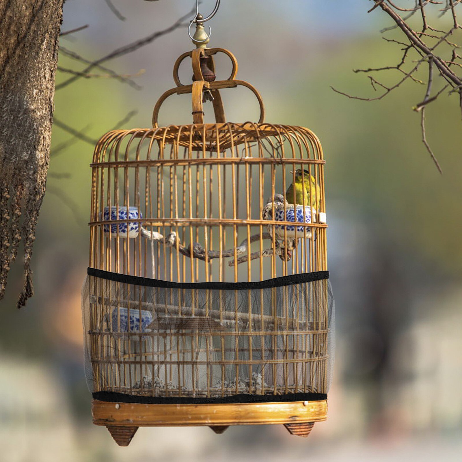 Staubdicht Vogelkäfig Abdeckung Nylon Gittergewebe Vogel KäFeige Abdeckung Hülse Felsen Netz Samen Fänger Schutz luftig Gittergewebe Netz Papagei Vogel KäFeige abdeckung # J20