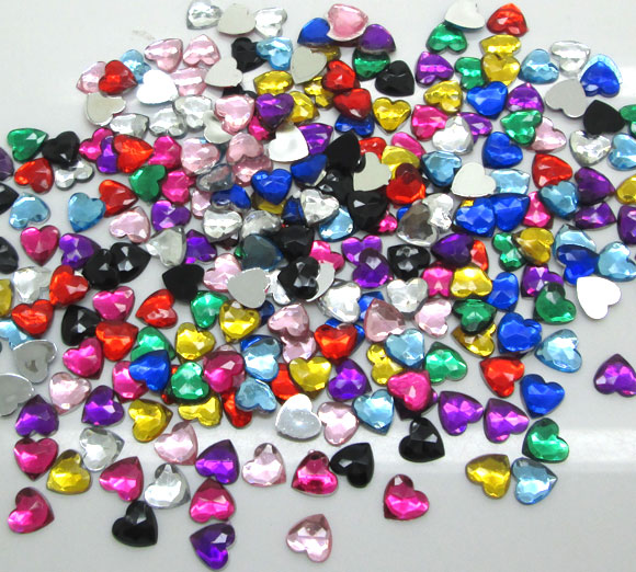 500 Stücke gemischt Acryl Herz Dekoration Handwerk Cabochon Scrapbooking Verschönerungen Flatback Nailart Kleidungsstück Perlen DIY