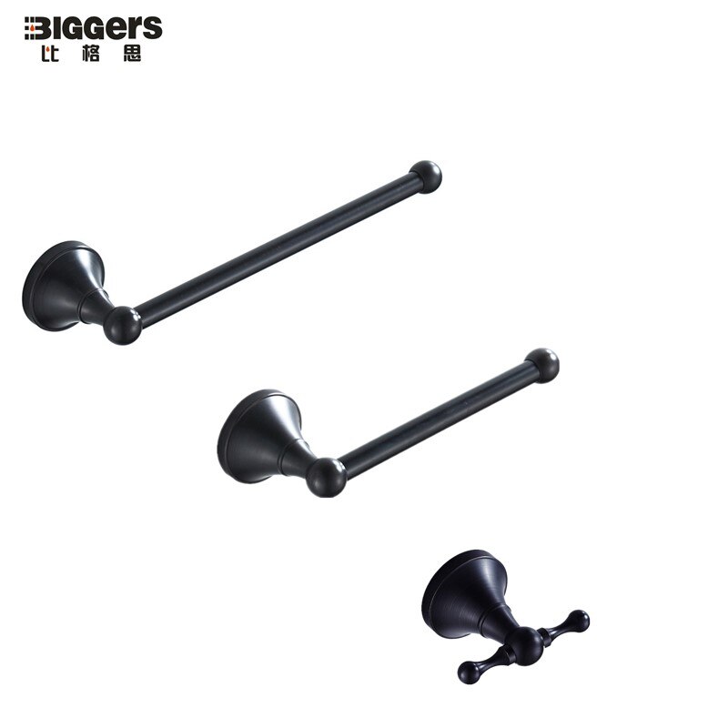 Biggers sanitär Bronze--beenden schwarz kupfer Schlecht Hardware- einstellen 3 stücke handtuch stange Kleid haken wc papier Halfter