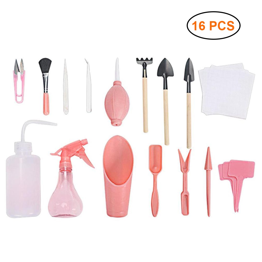 16Stck Mini Gartenarbeit Werkzeug einstellen Sukkulenten Pflanzen DIY Werkzeuge Garten Pflanzen Werkzeug Bausatz Garten Werkzeug Zubehör