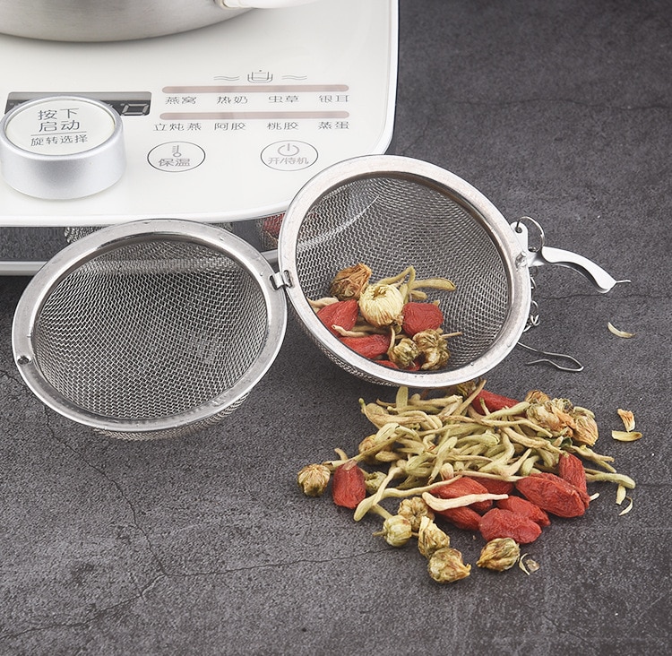 304 Edelstahl Gewürz Ball Halogen Material Ball Suppe Tasche Tee Filter Ball Verriegelung Geschmack Schatz Blatt würzen