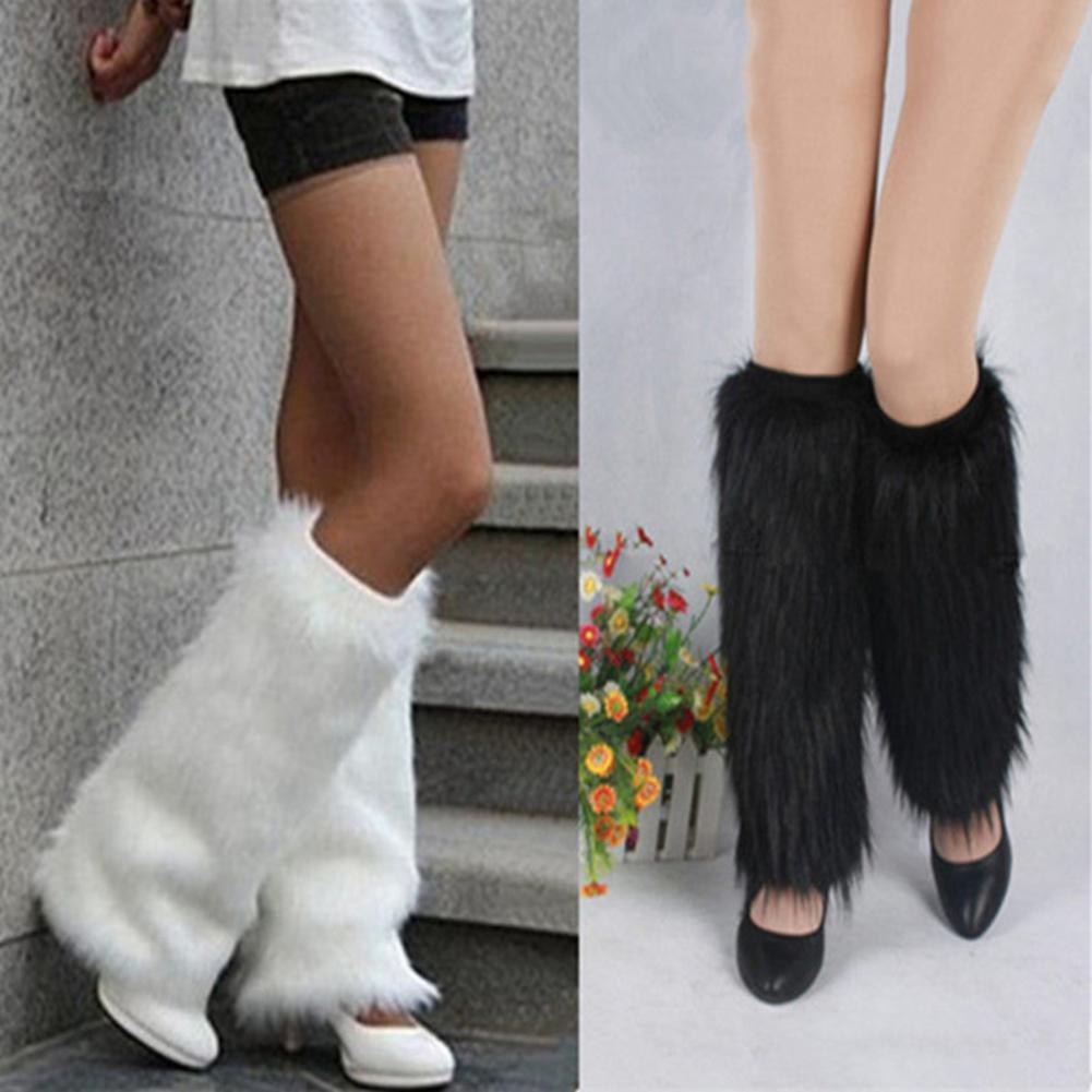 Beliebte in Europa und Amerika Winter Einfarbig Frauen Stiefel Warme Pelzigen Faux Pelz Bein Wärmer Pelz Gamaschen lange neue