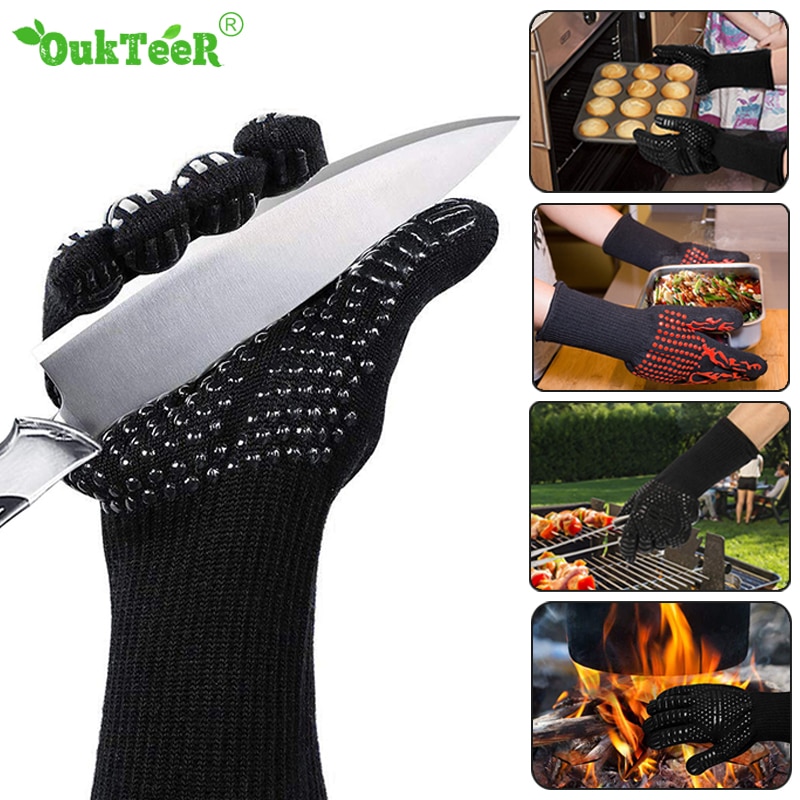 Hitze Beständig Silikon BBQ Handschuhe Grillen Kochen Backofen Handschuhe Grill Grill Küche Handschuhe Hand Schützen Handschuhe BBQ Werkzeug