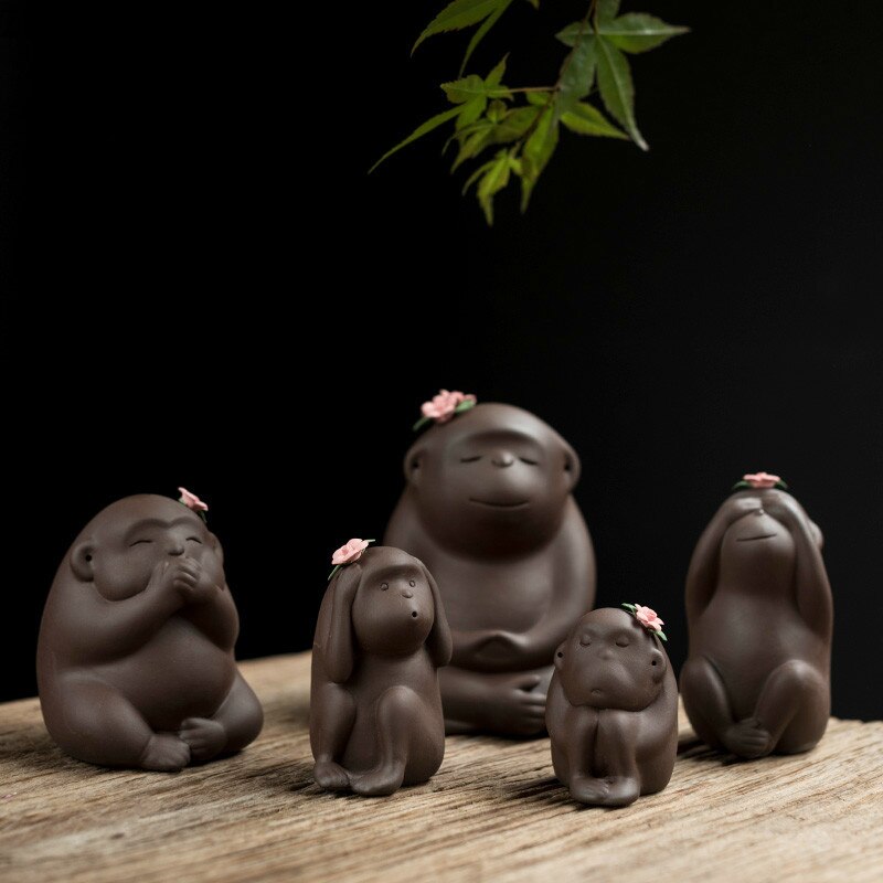 Kreative Lila Sand Affe Statuen Nette Tee Haustier Keramik Tee Haustier Zubehör Kleine Ornamente für Heimat Schreibtisch Tee-einstellen Dekoration
