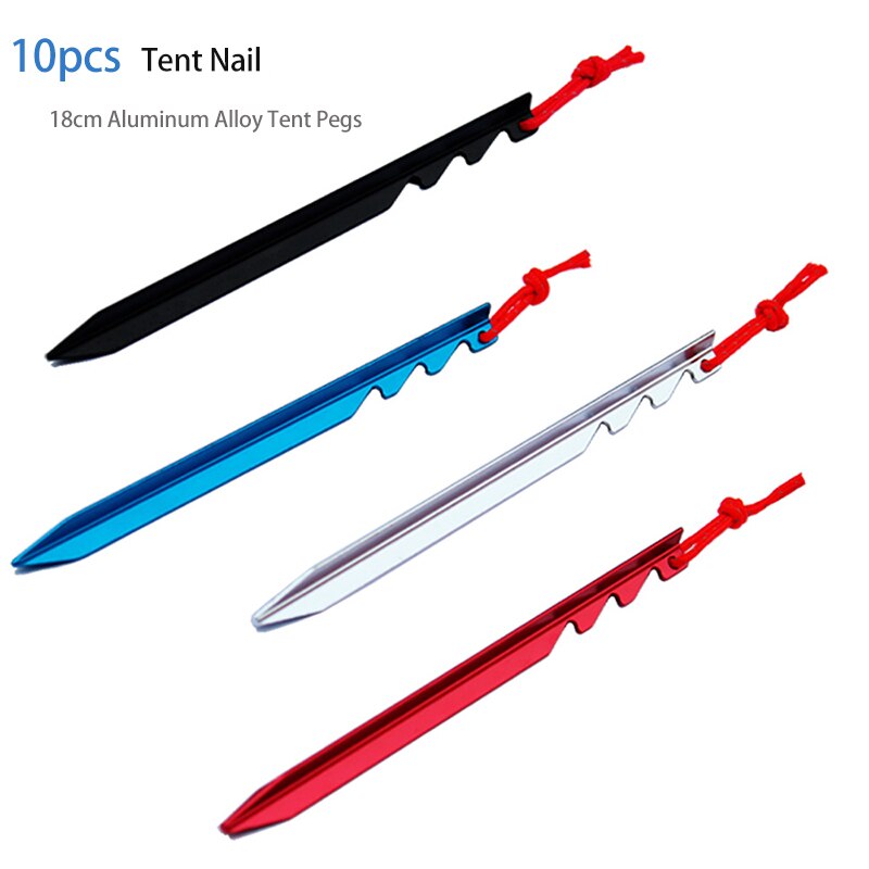 10 stücke Metall draussen Zelt Camping Seil NäGel Zelt Zubehör Ausrügestochen Naturehike Aluminium Wandern Heringe Zelt Nagel 18cm