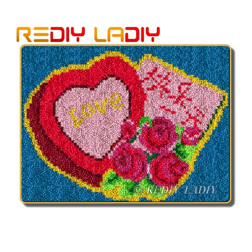 verriegeln Haken Teppich Bausätze Häkeln Teppich Teppich Ring & Rose Acryl Garn Gedruckt Leinwand Kissen matt Häkeln Tapisserie Hobby & handwerk
