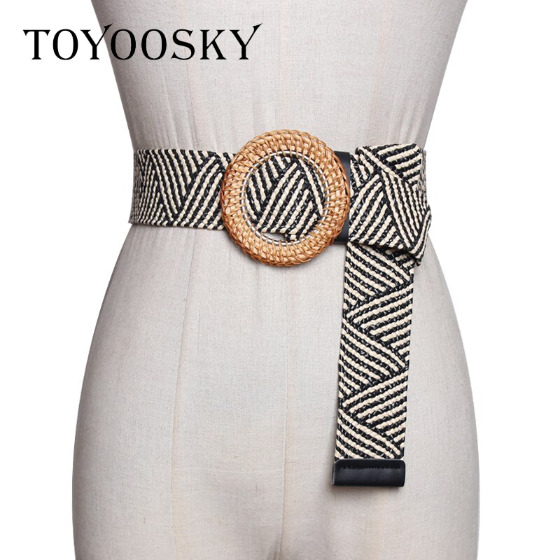 Ethnische Frauen Gürtel Bohemien Dame Kleid und Mantel mit Breiten Gürtel Gestrickte durch Ring Schnalle Gürtel TOYOOSKY