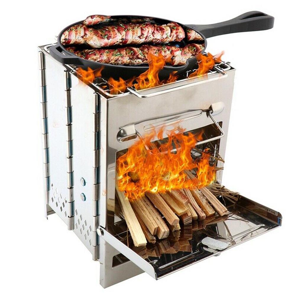 Tragbare Falten Freien Holz Brennen Edelstahl Herde Picknick BBQ Grill Kebab BBQ Grill Grill
