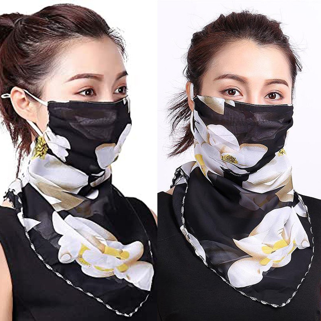 # H25 2Stck Frauen UV Schutz Hals Gamasche Schal Chiffon Schutz Schal Staubdicht Winddicht Nacken Schal Schutzhülle Gesicht Abdeckung