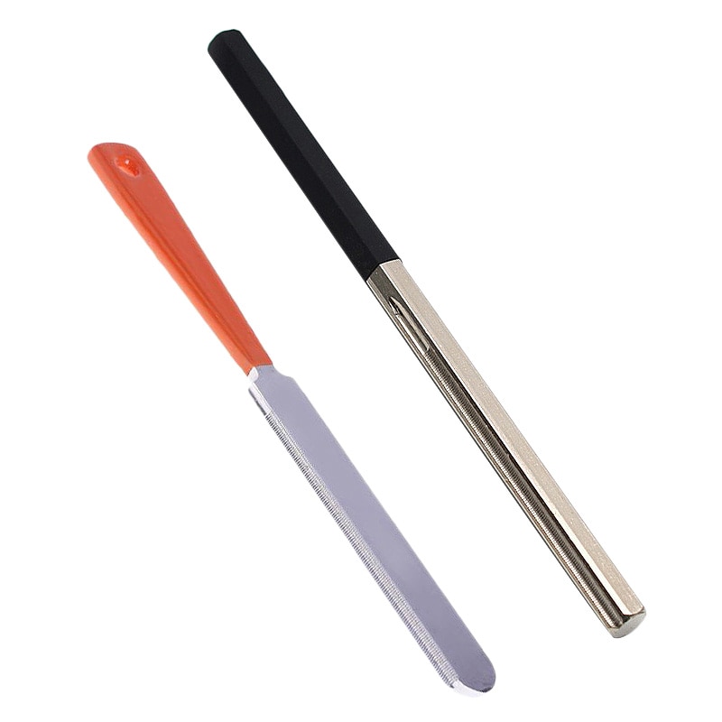 2Stck Gitarre Bund Werkzeuge Krönung Datei Bund Dressing Datei mit 3 Größe Kanten + Schmale Dual Rand Datei für gitarre Polieren Werkzeuge Gui