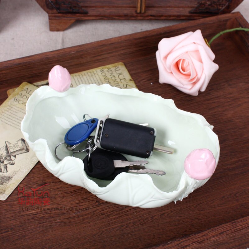 Baoyou Jingdezhen Lotus blatt topf Heimat dekoration tasten, um alle keramik pendel aschenbecher getrocknete obst Erzähler Snack schüssel