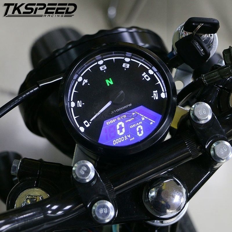 Freies 8-18 V Universal- LCD Digitalen Drehzahlmesser Lcd-Computer-geschwindigkeitsmesser-grüNe Motorrad Motorrad 12000 RPM Motorrad Zubehör
