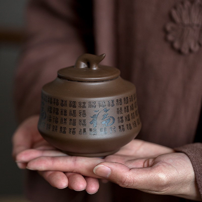 Skulptur Tee Caddie Keramik Puer Tee Tee Lagerung Kasten Tee Glas Süßigkeiten Krug Container Lagerung Kasten für Höhle Heimgebrauch Kleine lagerung Truhen