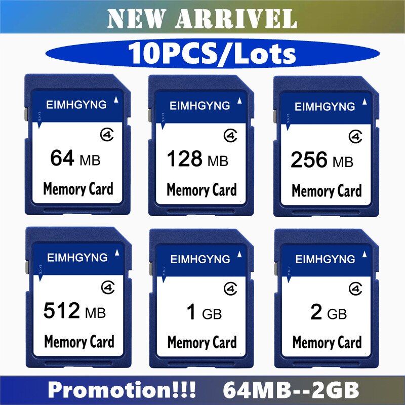 Förderung! 10 Teile/los SD Speicher Karte 64MB 128MB 256MB 512MB 1GB 2GB SD sicher Digital Blitz-karte Erinnerung Karte Standard