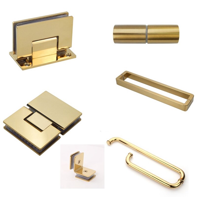 304 rostfrei Stahl Gold Dusche Zimmer Glas Tür handhaben Glas Tür Scharnier Glas Klemme Tür Clip Bad Zubehör Hardware-
