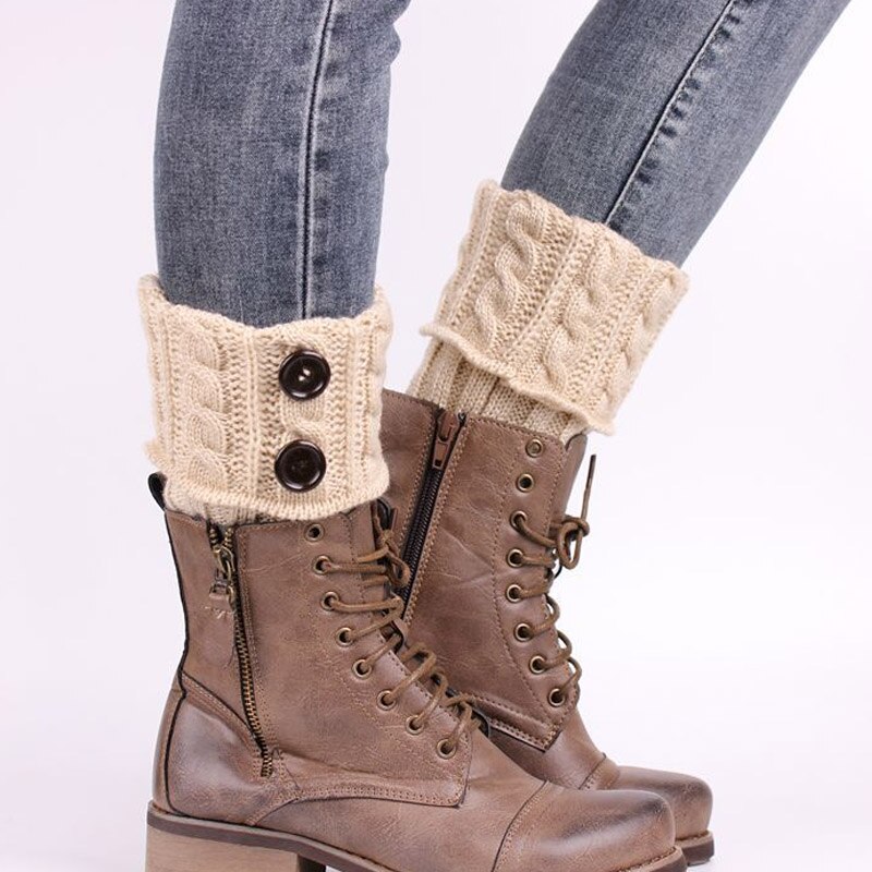 doppel Geschmack kabel strick Stiefel Manschette kurz bein wärmer frauen Stiefel socken gestrickte Twist stiefel zubehör