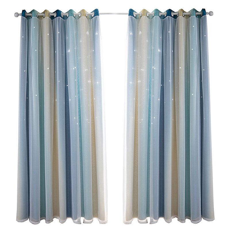 Fenster Vorhänge Hohl Stern schier Vorhang Regenbogen Farbe Für Mädchen freundlicher Schlafzimmer Blackout Fenster Vorhänge Vorhang Hause Dekoration