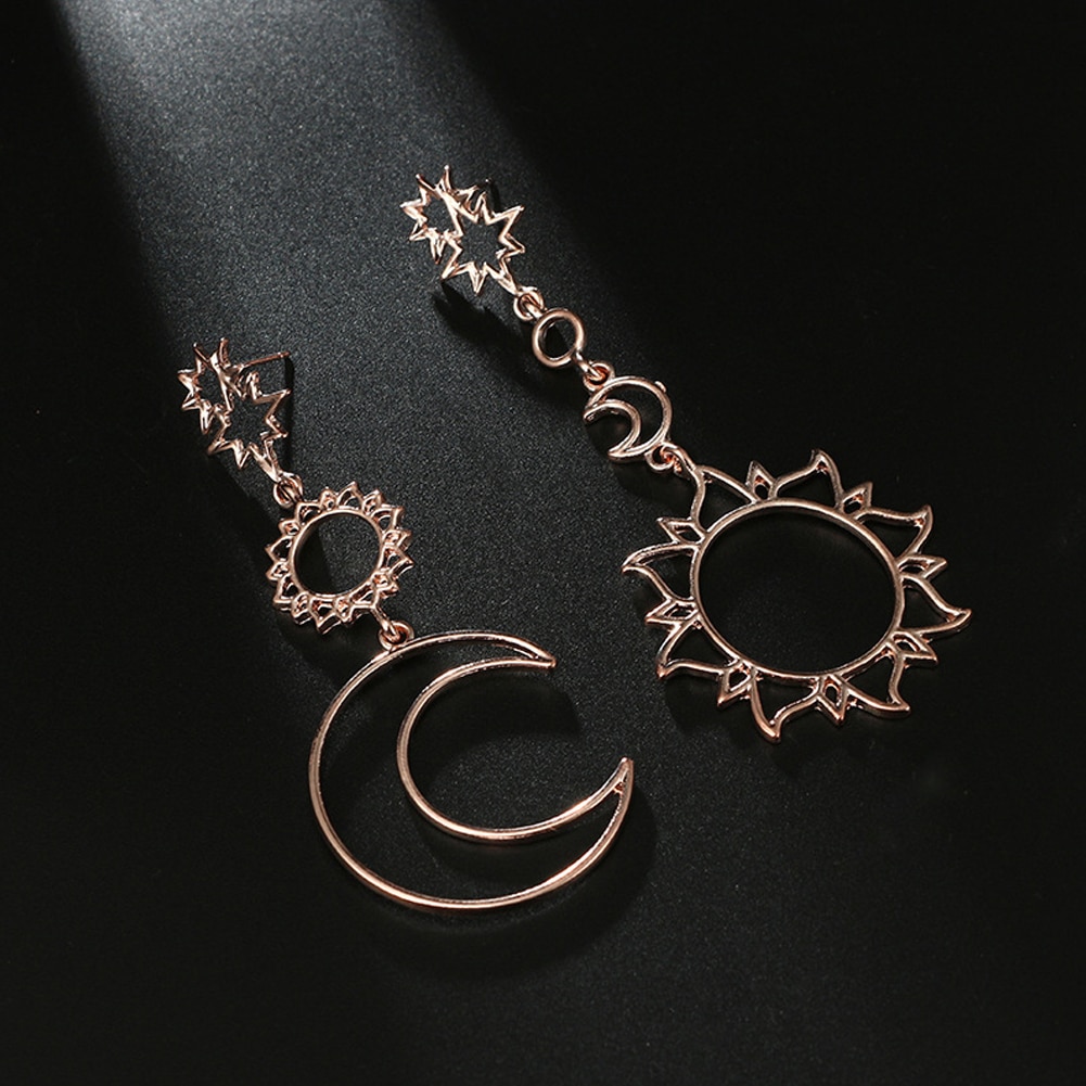 Böhmen Rose Gold Geometrie Ohrringe Frauen Sonne Mond ErkläSprosse groß Earing Indische Schmuck Ohrringe Pendientes Mujer Schmuckstück
