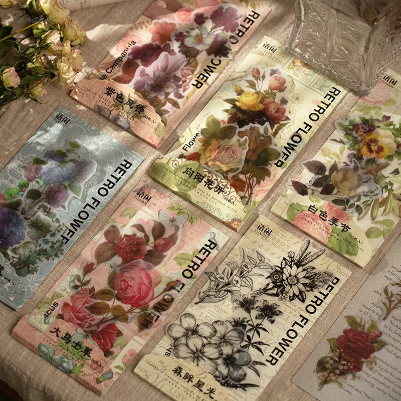 XINAHER 60 teile/beutel Jahrgang blumen anlage papier aufkleber paket DIY tagebuch dekoration aufkleber Album scrapbooking
