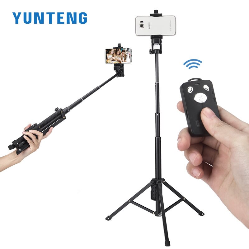 Yunteng YT1688 Aluminium Reise Stativ Einbeinstativ Bluetooth Fernbedienung Verschluss Kontrolle Selfie Stock Stativ für IPhone Handy, Mobiltelefon Kamera