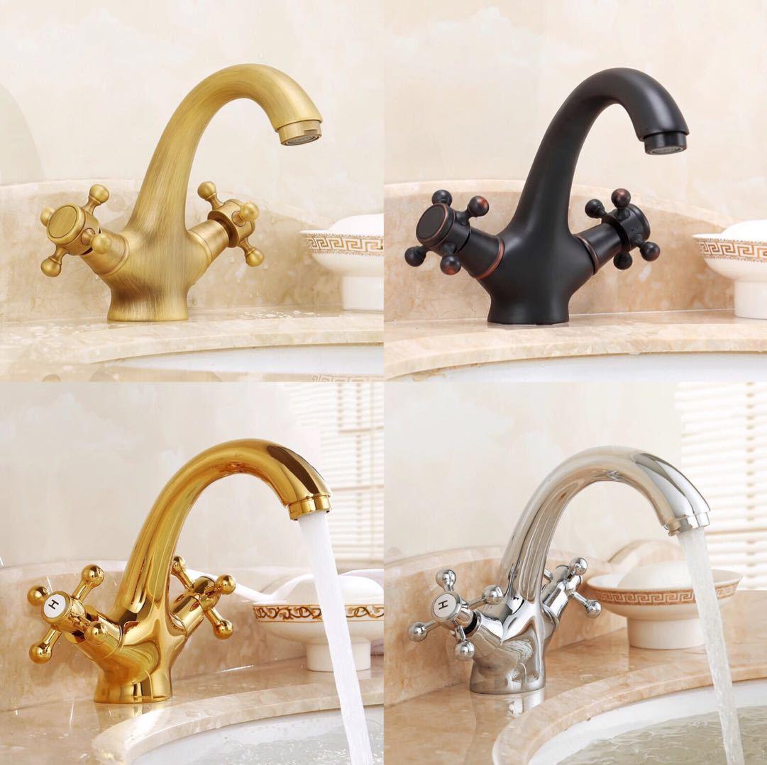Badezimmer Massivem Durcheinander Bronze- Doppel Griff Kontrolle Antiken Wasserhahn Küche Schlecht Becken mischbatterie Robinet Antiken Wasserhahn