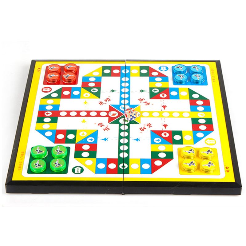 Mini magnetisch Faltbare Fliegen Schach Ludo Tragbare Camping Reise Brettspiel einstellen T5EC