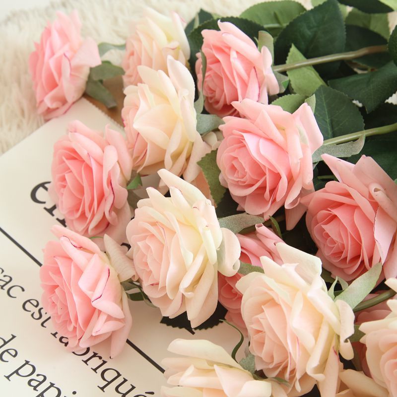 10 teile/los Dekor Rose Künstliche Blumen die Seide Blumen Blumen- Latex Real berühren Rose Hochzeit Strauß Heimat Party Blumen