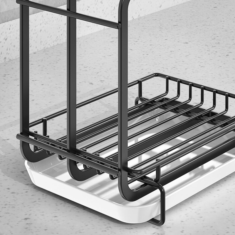 Kohlenstoff stahl Küche Waschbecken Caddie Organizer Coutertop Klebstoff Lappen Schwamm Halfter Gestell Mehrzweck Ablassen Über sterben Waschbecken Regal